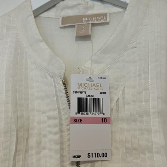 MICHAEL Michael Kors White Zip-Up Blouse, Size 10 - Picture 3 of 11